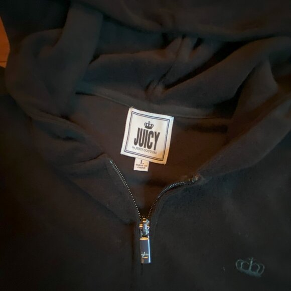 Juicy Couture Sweat Jacket size Large Juniors Black - Picture 7 of 10